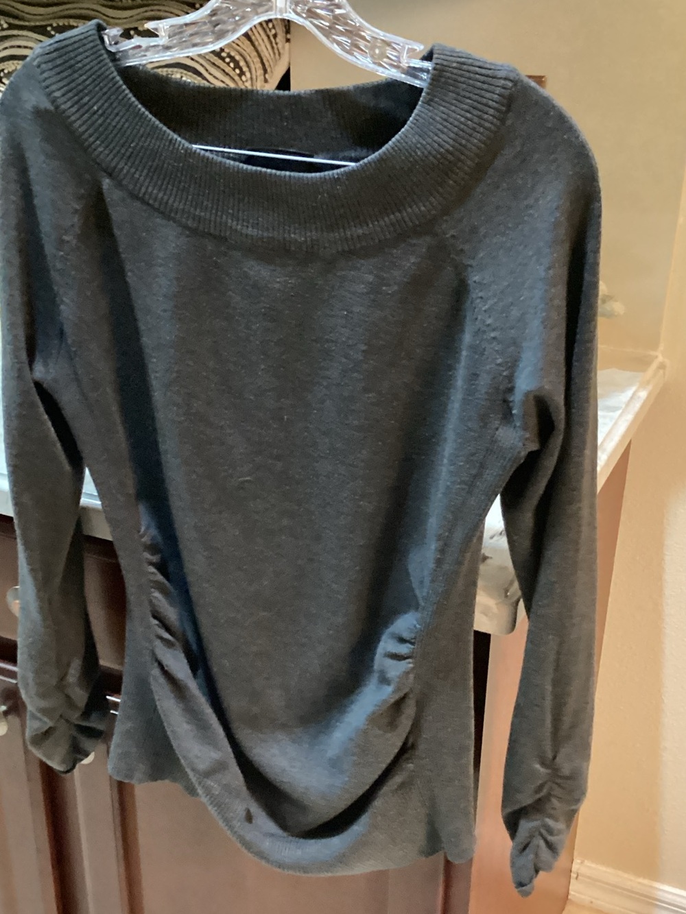 Apostrophe Dark Gray Scoop Neck Long Sleeve Sweater